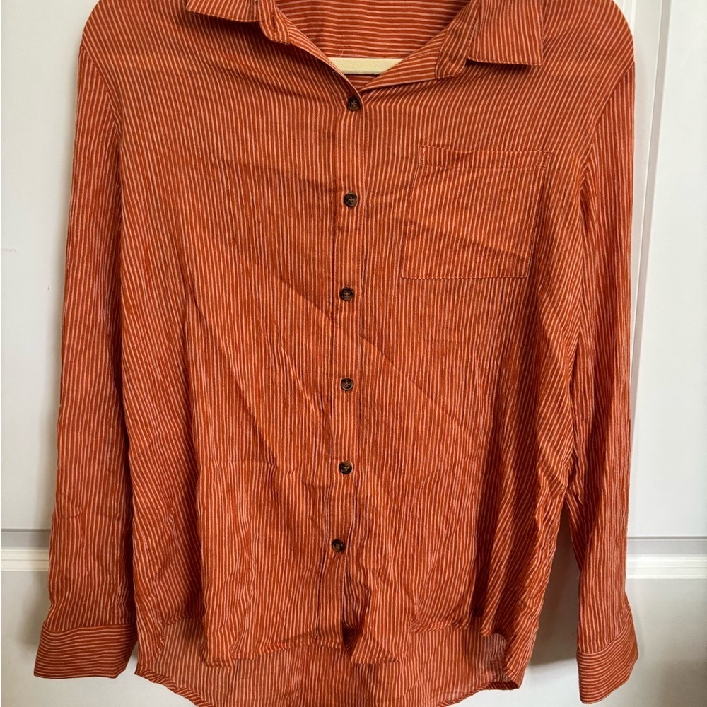 Mi Ami burnt Orange Striped Blouse - size small